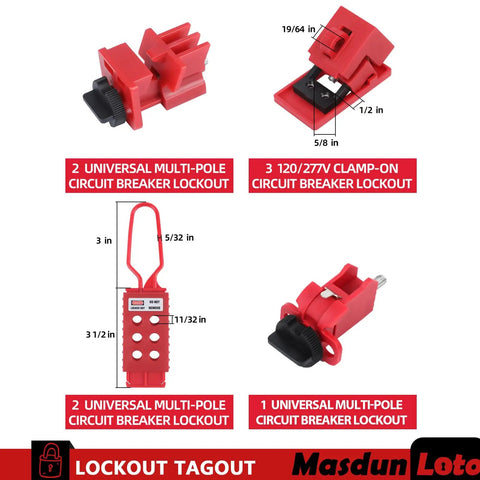 Lockout Tagout Kit For Electrical Safety With Group Lockout Hasps And Circuit Breaker Lockouts Safety Padlocks With Numbers