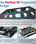 Heavy Duty Guitar Pedal Board With Power Supply Tray For Road Gig, 15.7 By 12.2 By 3.1 Inches, Metal Black, side view showing ergonomic design