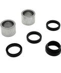 Heavy Duty Upgraded Washer Center Post Bearing And Seal Kit with silver metal bearings and black rubber seals for front load washers.