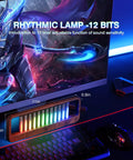 Music Sync LED Light With Spectrum Modes For Desk Use, Rhythm Pulse Ambient Lamp in walnut wood finish on gaming desk
