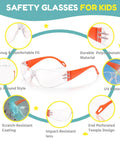 Bulk Pack Kid Safe Safety Glasses 24 Pack, ANSI Z87.1 Certified Clear Lenses, Scratch and Impact Resistant Youth Goggles with Multicolor Frames