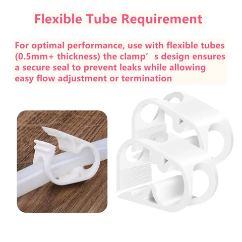 24 Pack Adjustable Plastic Tubing Clamps For Quarter To Half Inch Tubing, Pinch Valve Flow Control Fittings image with tube