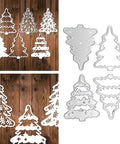 4 Piece Christmas Tree Metal Die Cutting Set For Scrapbooking And Card Making, Silver Carbon Steel Stencil Dies For Embossing