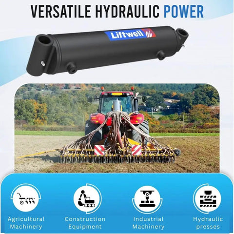 Heavy Duty Double Acting Cross Tube Hydraulic Cylinder With Two Inch Bore And Six Inch Stroke Welded Construction on tractor