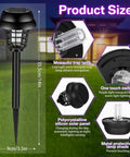 4 Pack Solar Bug Zappers Outdoor Mosquito Killer Lights Waterproof No Outlet Needed Garden Patio Porch Indoor Outdoor Use Safe Solar Powered Bug Repellent Lamp Set with product size and features highlighted.