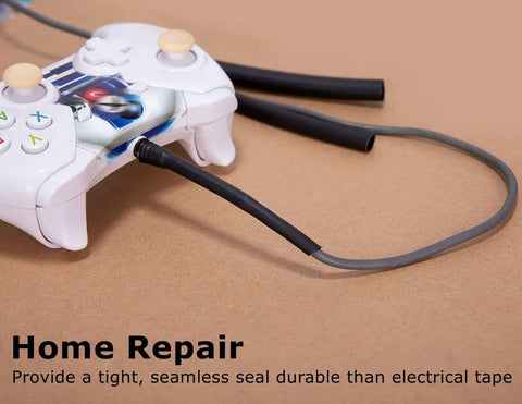 Waterproof Heat Shrink Tubing Kit With 270 Pieces applied on gaming controller cable for home repair demonstration.