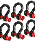 6 Pack Half Inch D Ring Shackle 2.0 Ton Capacity Heavy Duty Screw Pin For Tow Straps Winch Off Road Truck Recovery