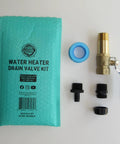 Three Quarters Inch Full Port Water Heater Drain Valve Kit With Fast Flush Upgrade For Turbo Tank Cleaner Tool No More Pulling Valve Universal Fit 19mm Bore Clears Sediment Quickly Lets You Screw In Cleaner Directly Extends Tank Life components and packaging shown.