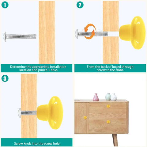 Installation steps for Level Up Your Kitchen With These 10 Piece Yellow Ceramic Cabinet Knobs Round 1 5 Inch Drawer Pulls.