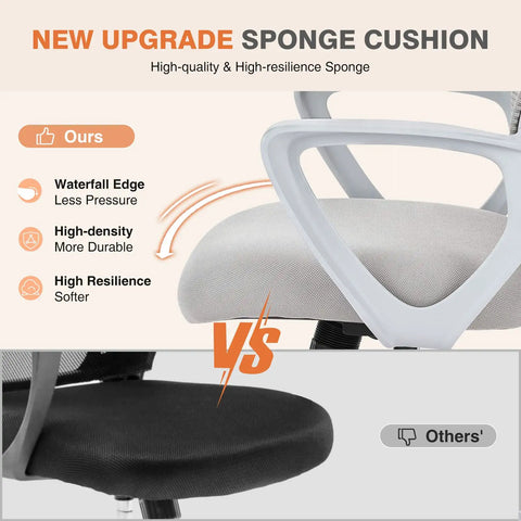 Comparison of ergonomic mid back mesh office chair with wheels and lumbar support for home and office showcasing cushion quality.