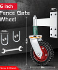 6 Inch Heavy Duty Fence Gate Wheel With 500Lb Capacity For Metal Tube Gates, 360 Degree Rotation Spring Loaded Caster