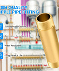 Brass pipe nipple, 4-inch long, 3/4 NPT male to 3/4 NPT male, close-up view