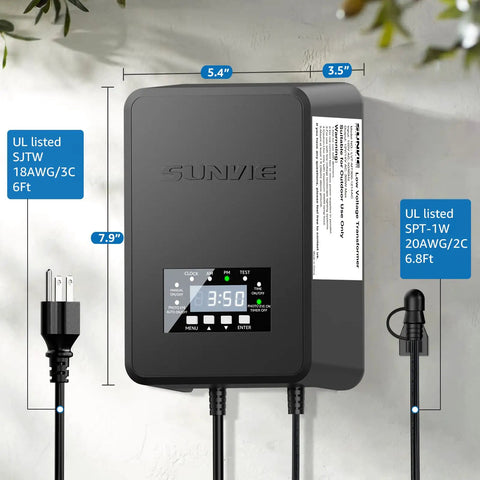 200W Outdoor Landscape Lighting Transformer With Timer And Photocell Weatherproof 120V To 12V To 14VAC Low Voltage For Garden Lights Compatible With All 12V Or 14V LED And Halogen Landscape Systems