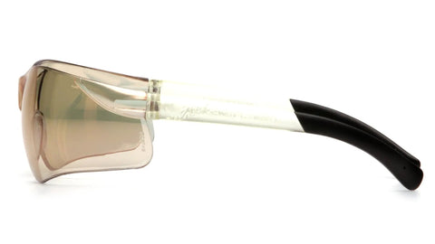 Built Tough Ztek Safety Glasses With IR Coated Clear Lenses And ANSI Z87 Certification side view showing rubber tips.