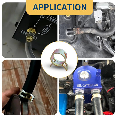 Application of 142 Piece Spring Hose Clamp Kit 6mm to 20mm Assortment For Auto And DIY Use with colorful small clips