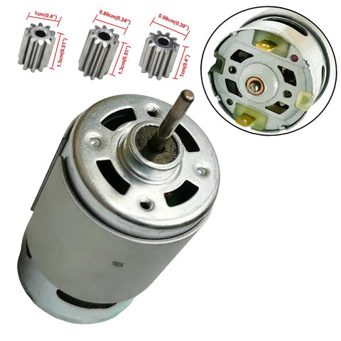 24V 555 12000RPM Electric Motor High Speed DC Drive Engine Upgrade For Ride On Car Replacement Parts SUV Truck Gearbox Motor And Connect Accessories Cables Included