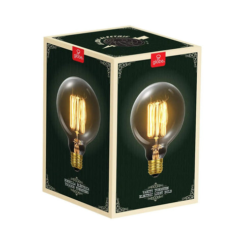 Box of Old School Edison G30 Globe Vanity Light Bulb 60W Incandescent Filament E26 Base 245 Lumens Candlelight White 2200K