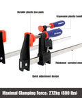 Two Piece 12 Inch Steel Bar Clamps With Reinforced Heavy Duty Bodies And Six Hundred Pound Jaw Capacity Built Like A Badass Workhorse For Woodworking Carpentry And Pro Diy Crews Needing Zero Slippage Grip with ergonomic handles and durable pad.