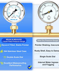 Comparison of Liquid Filled Pressure Gauge, Stainless Steel 316 Joint, 1/4 NPT, 2.5 Inch Dial with other dry gauges