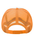 Back view of Hilarious I Hate Pulling Out Camper Hat For RV And Camping Trips Mesh Trucker Cap showing orange mesh and adjustable strap.