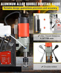 Heavy Duty 1200W Magnetic Drill Press Rock Solid Electric Mag Bench Tapping Rig with aluminum alloy double dovetail guide for precision.