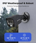 Security camera mounted in rain, part of Eight Channel 3K Lite Wired Security Camera System With H265 Pro Plus DVR AI Human And Vehicle Detection.