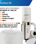 Heavy Duty Dust Collector Bag 19 And 5 Eighths Inch Replacement 1 Micron Filter Fits 18 To 20 Inch Systems displayed installed