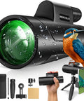 Ultra Clear 80x100 Monocular Telescope Kit With 50mm Objective Lens Fully Coated Optics Smartphone Adapter And Tripod No Fuss Setup