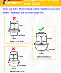 Lug nut measurement guide with 60° conical seat for Ford 24 Pack 14x2.0 Spline Lug Nuts With 60 Degree Conical Seats XL Diver Style