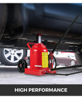 Beefy 50 Ton Air Hydraulic Bottle Jack under a vehicle, showcasing its 50 ton capacity and pneumatic lifting features.