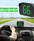 Straight Shot Gps Digital Speedometer For Car Wireless Dash Speed Tracker showing 66 MPH on a bright LED screen inside a vehicle.
