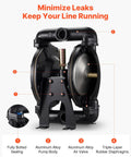 Front view cross-section of VEVOR air-operated double-diaphragm pump with aluminum alloy body and rubber diaphragms