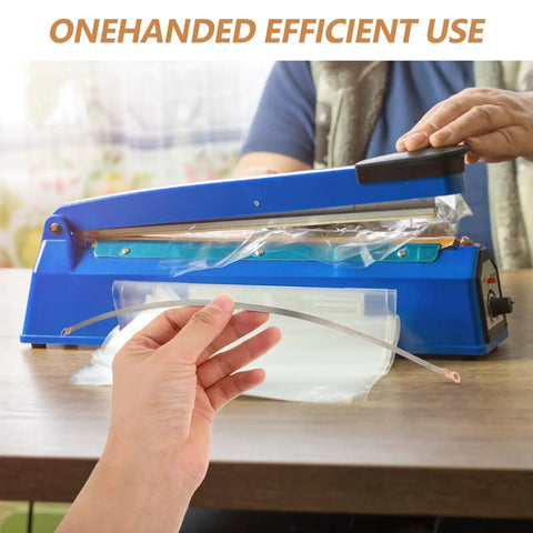 Packaging Pros Essential 2pcs Flat Ribbon Heating Strip For Plastic Bag Sealer, shown in hand with sealer machine.