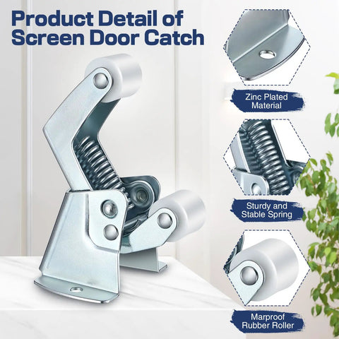 Two Pack Screen And Storm Door Catch For Hinged Swinging Doors Cabinets And Cupboards Zinc Plated One And Three Quarters Inch Base