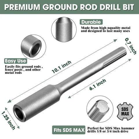 SDS Max Ground Rod Driver For Five Eighth Inch And Three Quarter Inch Rods Built To Last Pro Grade Ground Rod Adapter Bits