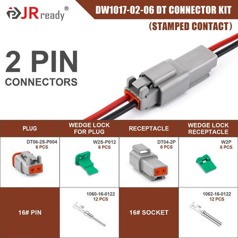 Two Pin Deutsch DT Connector Kit For Car Truck Boat All Weather IP68 Waterproof Automotive DT Connectors With Crimp Contacts