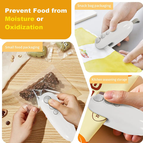 2 In 1 Heat Sealer And Cutter For Snack Bags, Portable Bag Sealer Resealer Machine sealing bags in kitchen