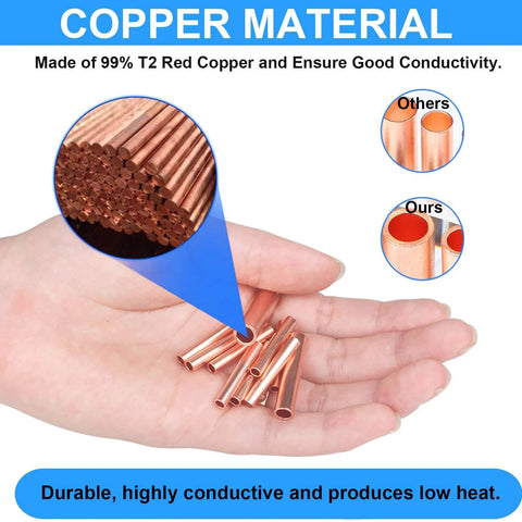 250 Piece Wire Ferrules Kit With 7 Sizes Copper Non Insulated Crimp Connectors And Heat Shrink Tubing, copper material