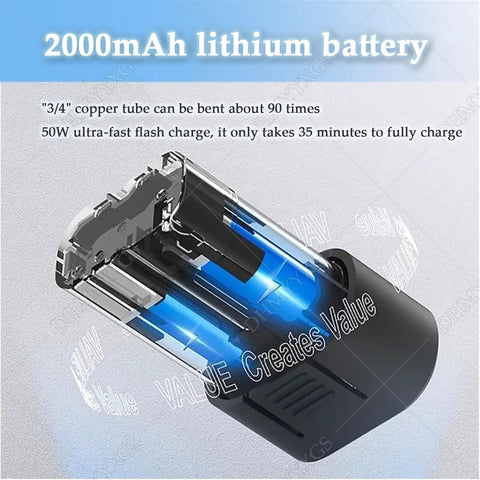 2000mAh lithium battery for Knockout Cordless Tube Bender For Copper And Aluminum Tubing, ideal for HVAC and DIY tasks.