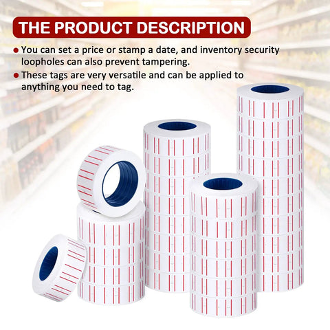 Stack of label rolls for Eight Digit Price Tag Gun Kit With Five Thousand Labels And Three Ink Refills For Office Retail Shop