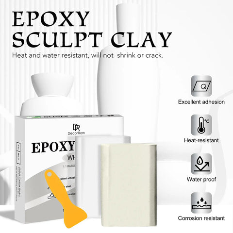2 Part Epoxy Putty For Underwater Or Above Surface Repairs, 8oz White Pool Putty packaging with application tools displayed.