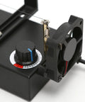 Close-up of adjustable knob and fan on Electric Ribbon Cutter And Sealer With Adjustable Heat Range From 100 To 600 Degrees