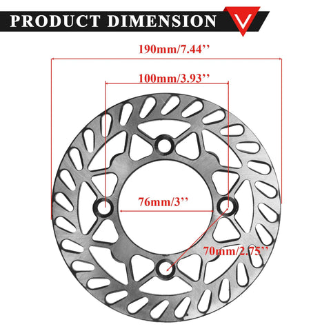 190mm Front Brake Disk Rotor With Pad For 110Cc 125Cc 150Cc Dirt Bikes Pit Bikes Quad ATV SSR RM85 YZ80 Upgrade Kit Aluminum Alloy