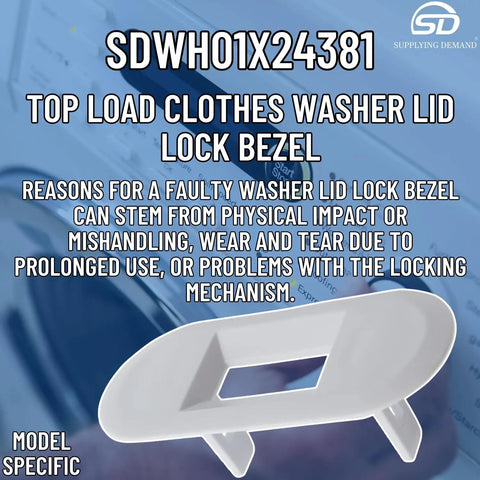 Top Load Washer Lid Lock Bezel Replacement White Bezel 4502680 Model Fits Most Major Brands Easy Install No Fuss Lid Won’t Close Or Lock Durable Plastic Construction