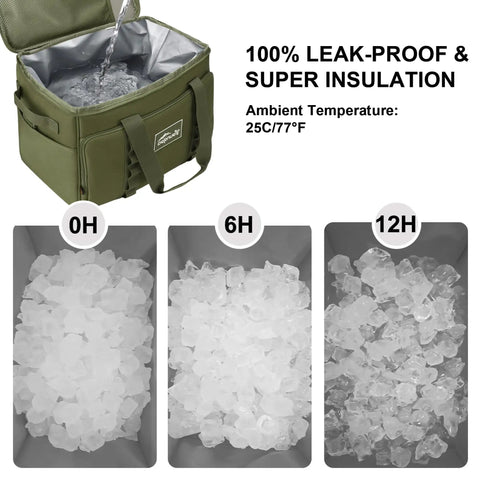 32L Soft Side Cooler Bag Insulated For Picnic Beach Camping and Travel Collapsible Ice Chest Fits 48 Cans In Use