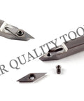 Side view of a 3pc carbide wood lathe turning chisel set with replaceable tips
