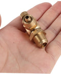 Brass Pneumatic Speed Controller With Quarter Inch NPT Male Thread And Eight Millimeter Push In Tube Fitting For Precise Air Flow Regulation In Automotive Door Systems And Built To Last Heavy Duty Industrial Rigs, shown in hand