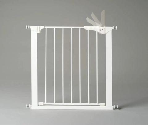 Easy Install No Tools Baby Gate For Doorways With Visual Pressure Indicator, Hold Open Safety Gate, white metal design