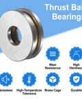 Front view of uxcell F8-22M thrust ball bearing with washers, chrome steel, 8x22x7mm