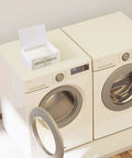 Slick Clear Dryer Sheet Holder With Lid Fabric Softener Dispenser on laundry machine, see-through acrylic box for organization.